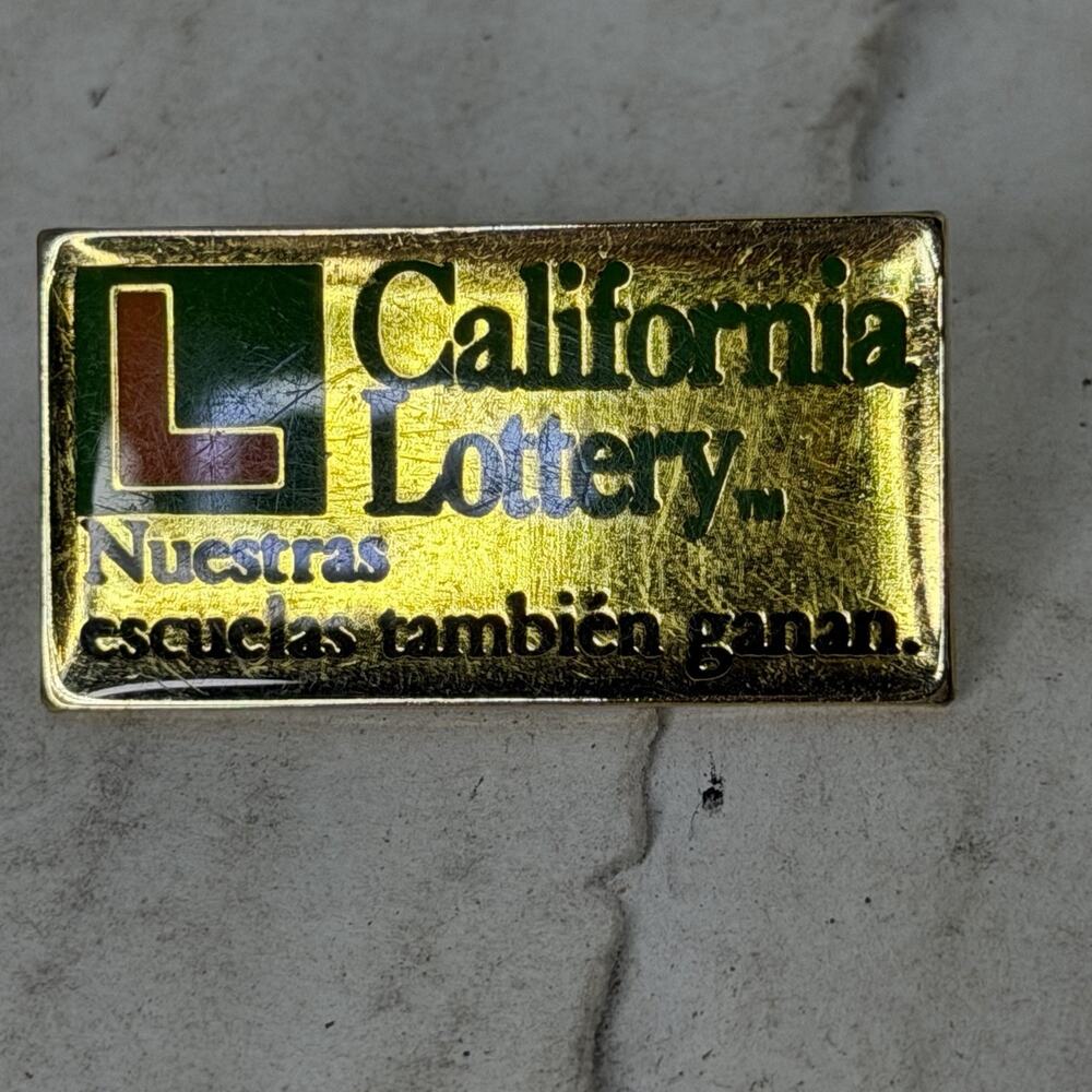 Rare Vintage CA Lottery Our Schools Win, Too Collectible Souvenir Pin Gold